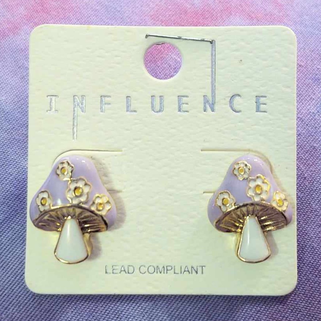 Nwt Lavender Gold Mushroom Flower Stud Earrings 25$